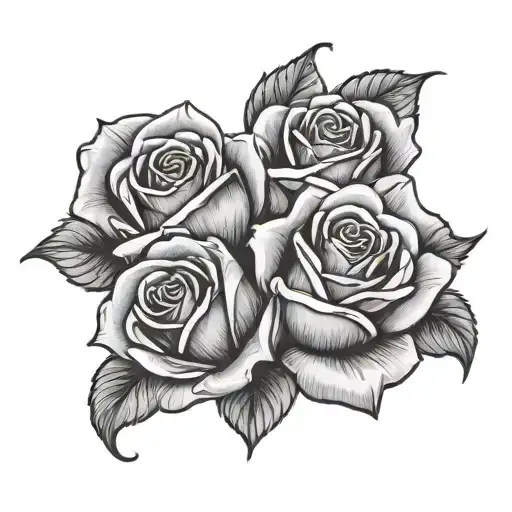 Three Red Rose Black Ink