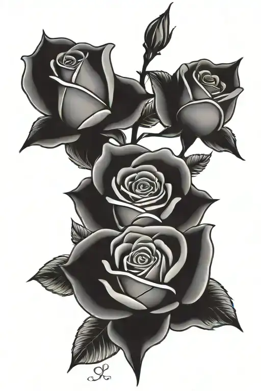 Three Red Rose Black Ink