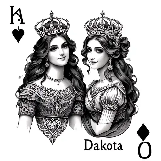 Queen Of Heart And Queen Of Diamond Cards With Malia And Dakota's Names