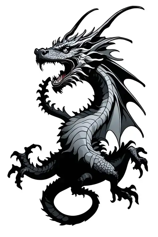 Flying European Dragon Intertwined