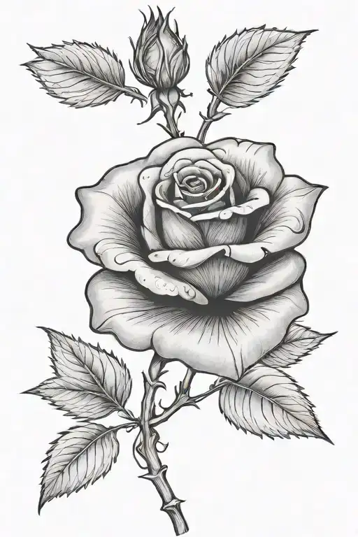 Rose With The Stem Going Through A Birthday