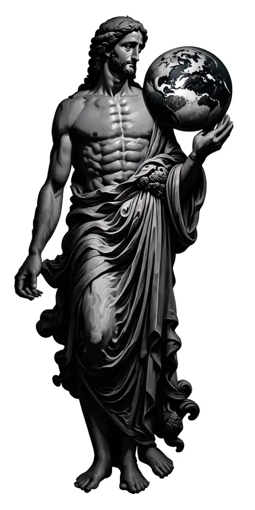 Christ Supporting Atlas Holding The Earth