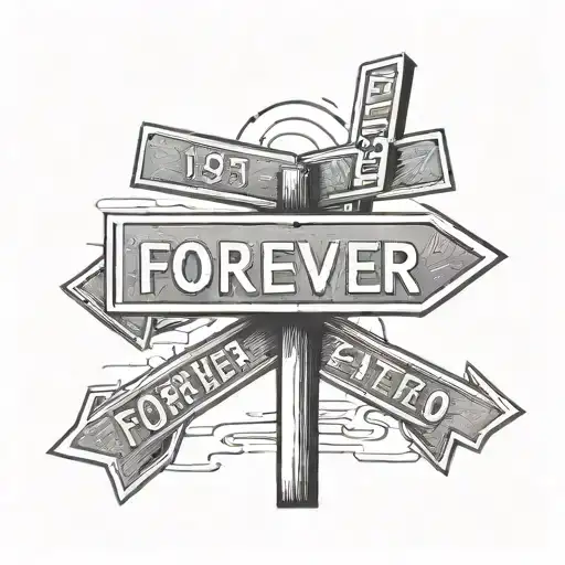 A Tattoo Featuring A Street Sign With The Word 'Forever' And The Number 17