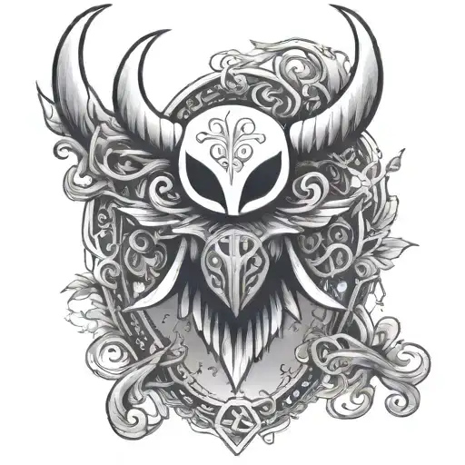 Hollow Knight Chained Nordic Tattoo Style