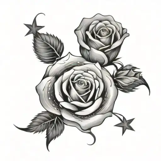 Rose And Stars Forming The Shape