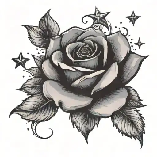 Rose And Stars Surrounding