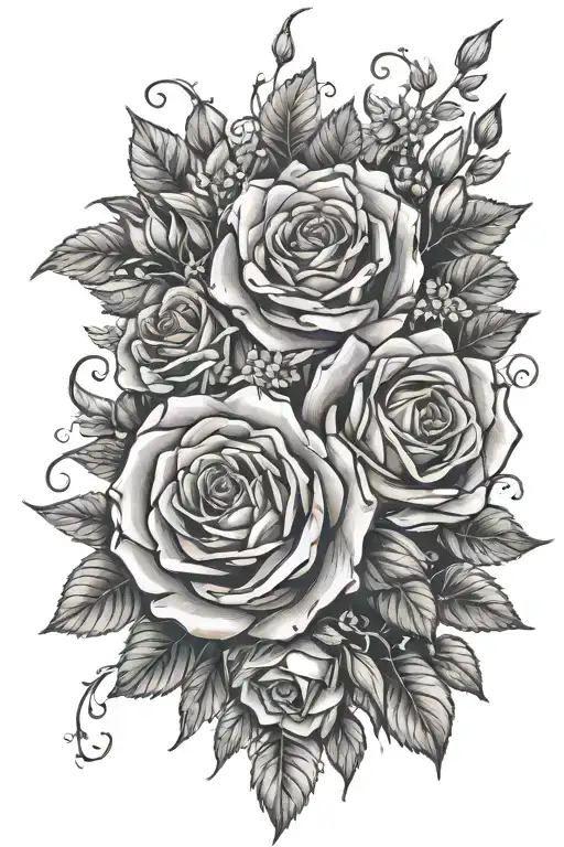 Roses And Flowers With Roman Numerals