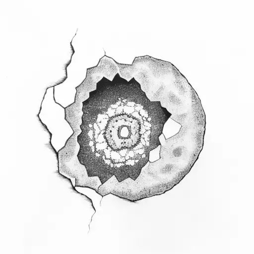 A Geode Cracked Open To Reveal A Serene Mountain Landscape Inside