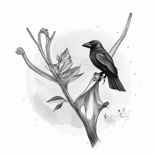 Crow Holding A Plant