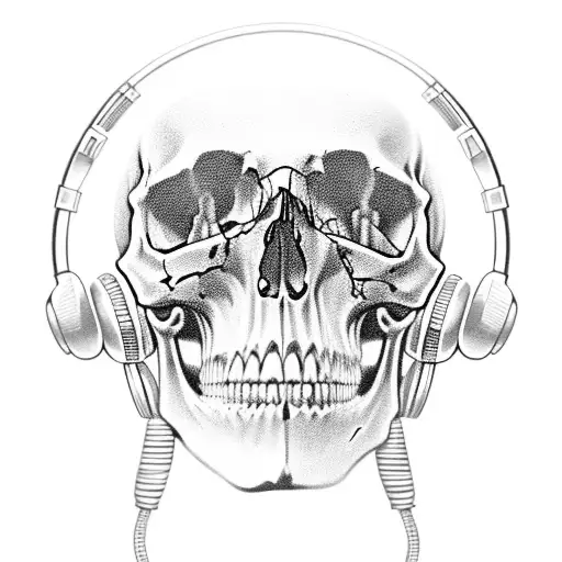 Skull Wearing Headphones
