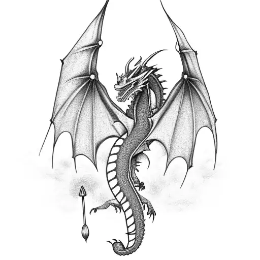 Dragon With Poppy Flowers