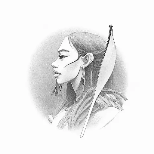 Side View Of Samuri Wearing Straw Jingasa And Holding A Samuri Sword