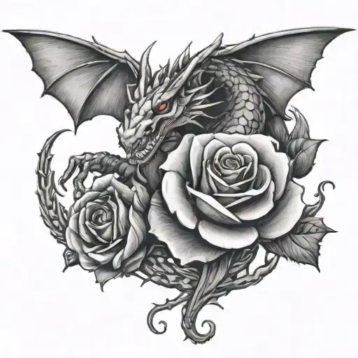 Rose Blended Into A Dragon