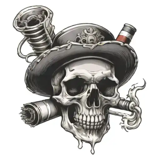 Skull With Cigarette In Mouth