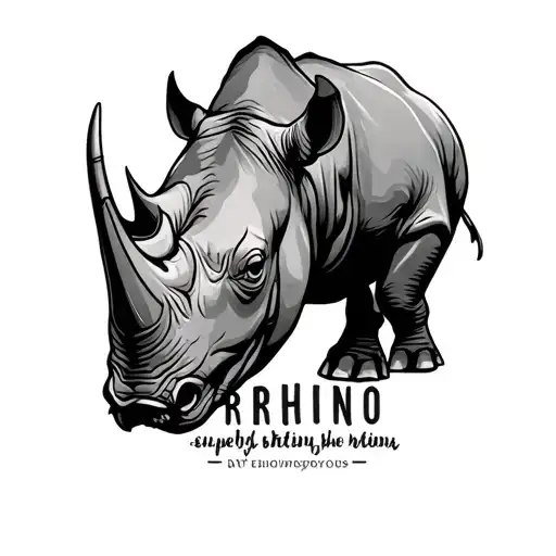 Rhino Line Art With Text Below It