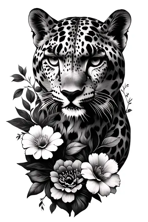 Snow Leopard Flowers Intertwined