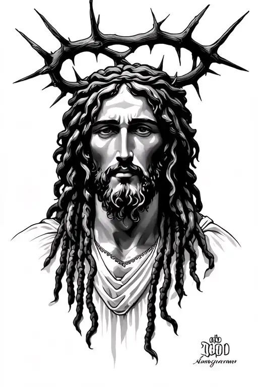 Jesus With Dreads And Thorn Crown