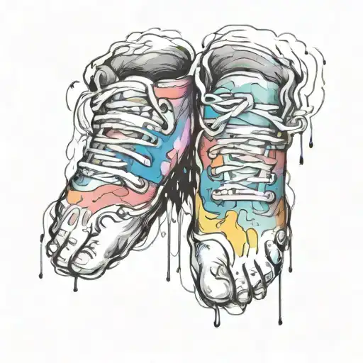 Baby Feet Black And White And Rainbow Memory Loss Watercolour