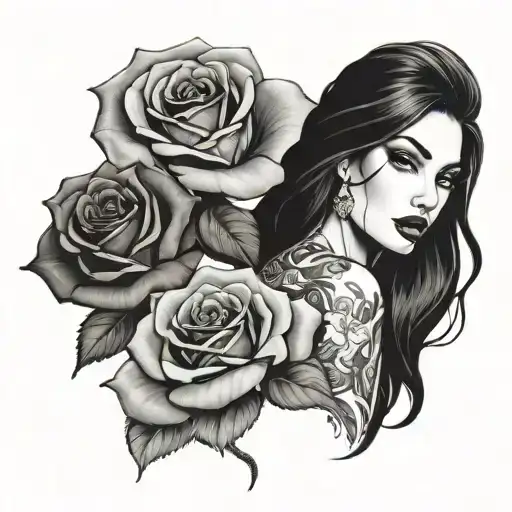 Sexy Girl Black Roses