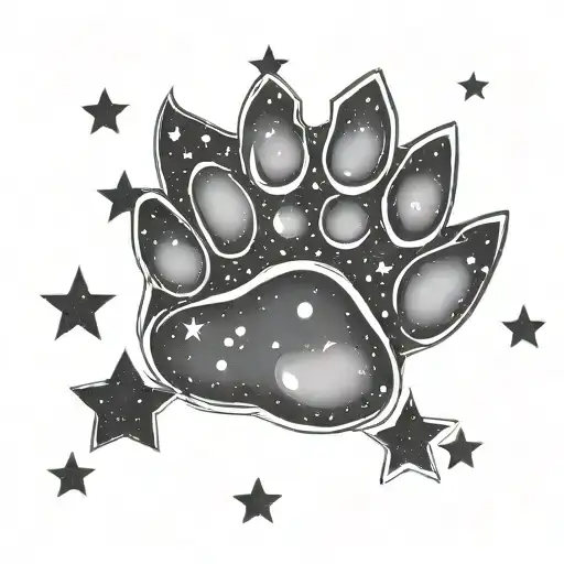 Cat Paw Outline Filled With Stars And Moons