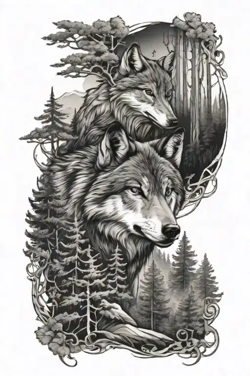 Wolf And Forest From Above