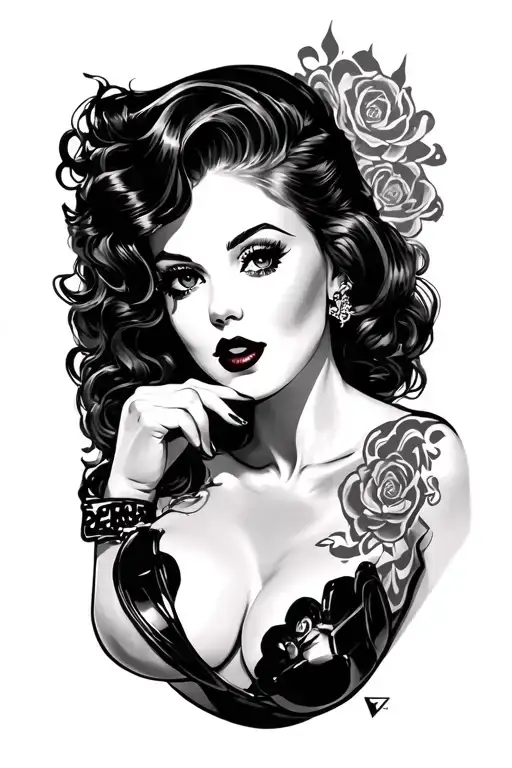 Pin Up Girl Holding V-rod