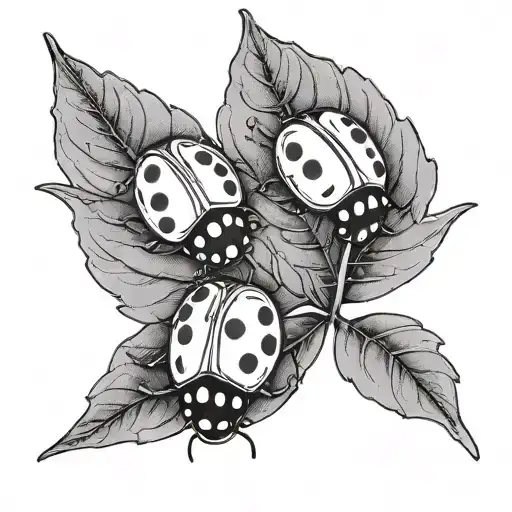 Two Small Ladybugs On A Leaf From A Flower