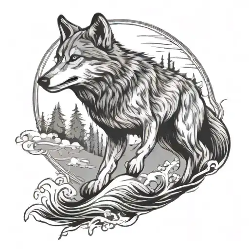 Wolf Jumping Of Clif