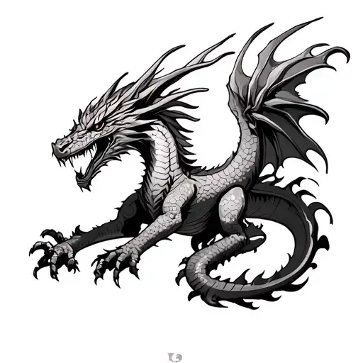 Dragon Full Body Face Forwars Phoenix Fire Tail