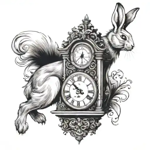 Bunny Drawn By Grandfather Clock With 0625