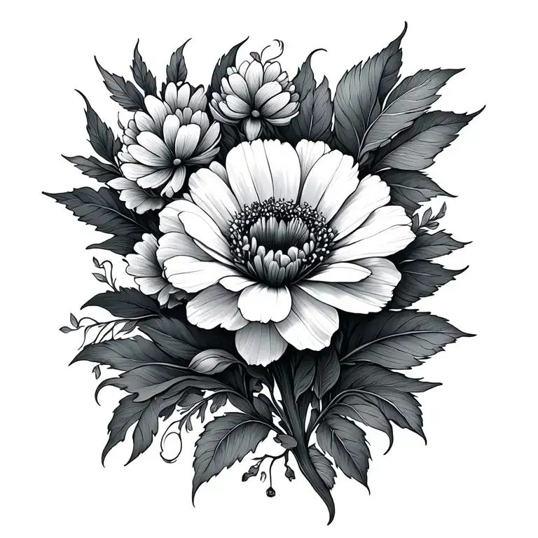 Nelke Fine Line Art Birthflower