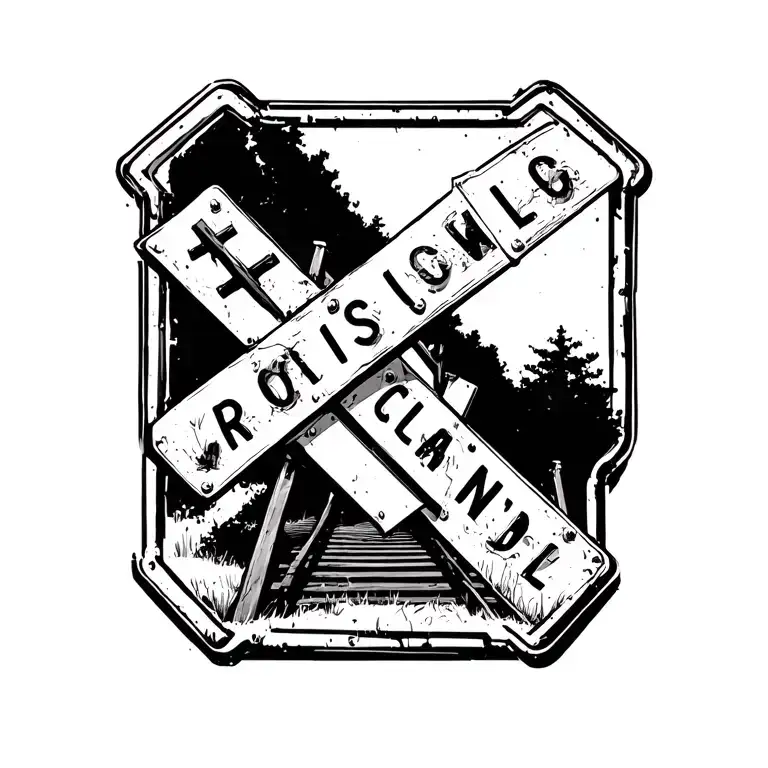 Railroad Crossing Sign With Crosses Above Small