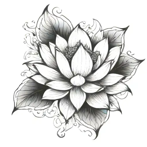 Silhouette Woman Lotus Flower Blooming