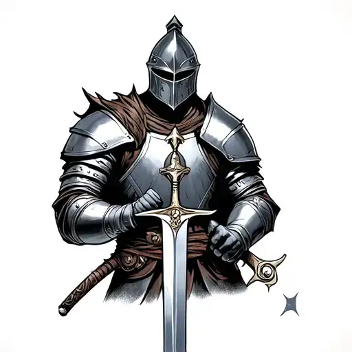 Knight Holding A Sword In Front Of Him