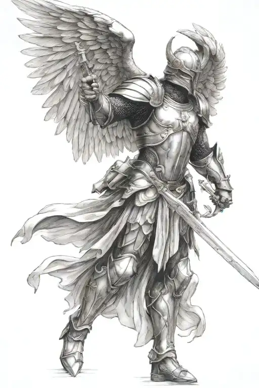 Archangel Michael Full Armor Holding A Sword