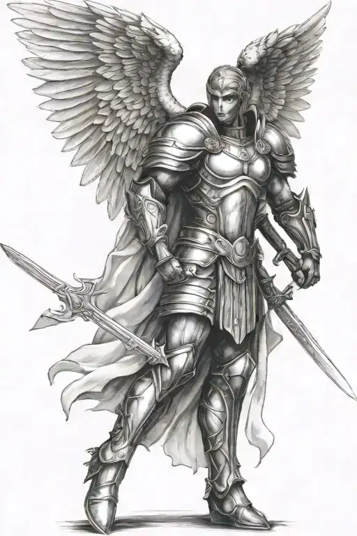 Archangel Michael Full Armor Holding A Sword