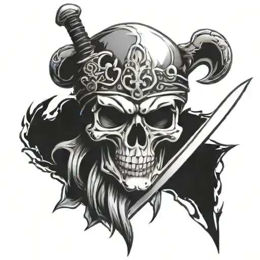 Samauri Skull With Sword