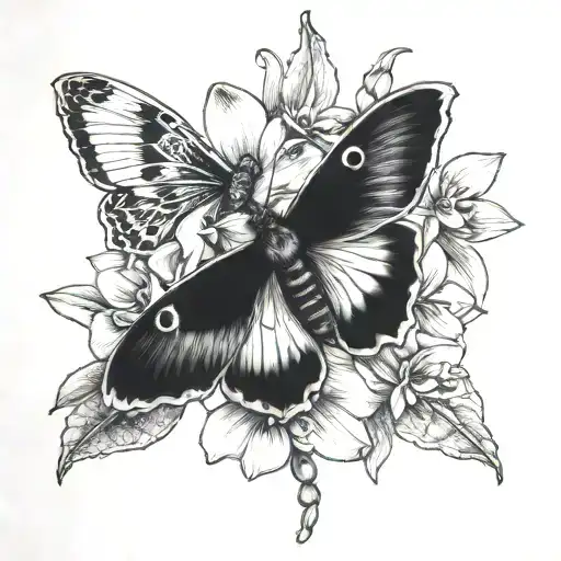 Moth And Orchids Intertwined