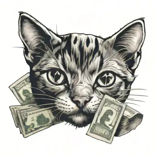 Cat Playing With Money