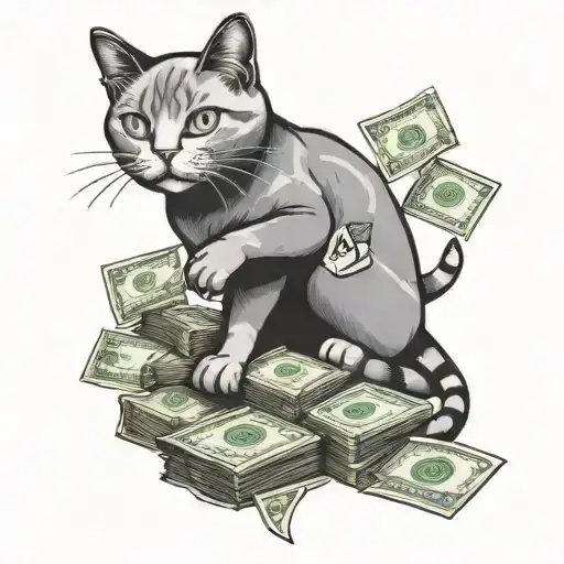 Full Body Cat Playing With Money