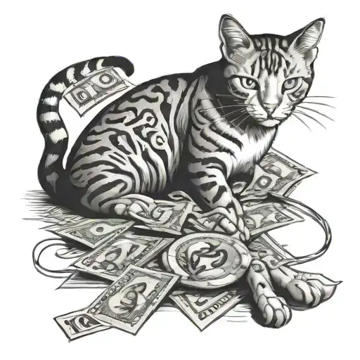 Full Body Cat Playing With Money