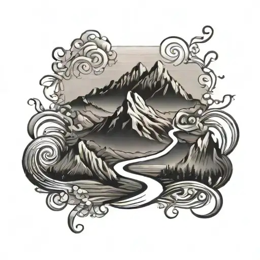 Mountain Range With A Winding Road