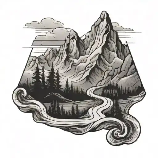 Mountain Range With A Winding Road
