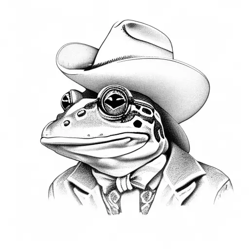 A Frog With A Cowboy Hat Sitting On A Rocking Chair In Profile