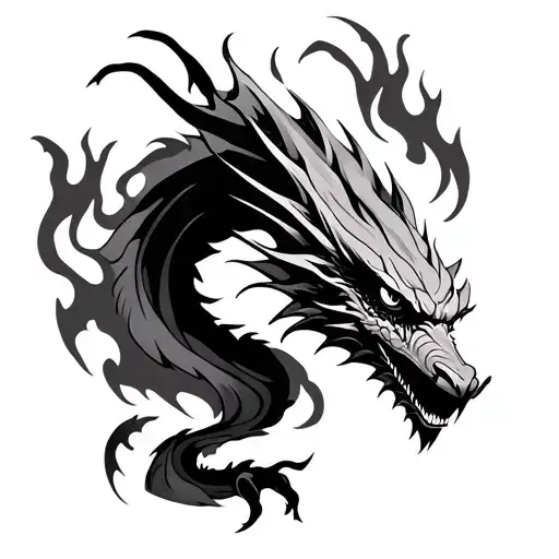 Dragon Coming Out Of The Flames Left Arm Sleeve