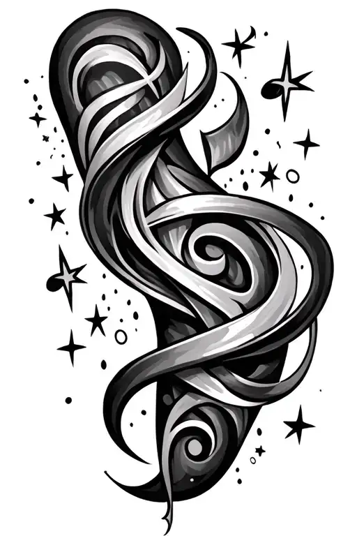 Music Notes And Stars And Tribal Down The Leg