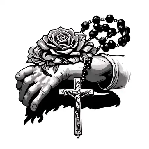 Rosary Wrapped Around Forearm With Puerto Rican Aesthetics