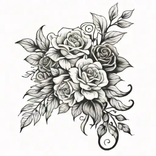 Kids Names And Men's Floral Design