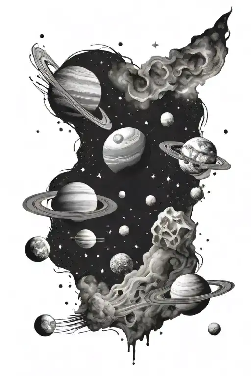 Space With All The Planets Stars And Nebulas