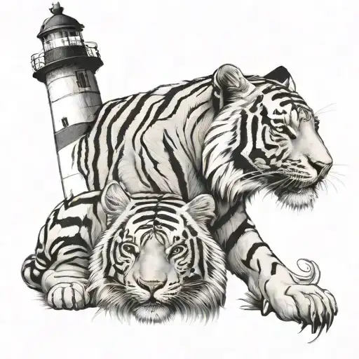 White Tiger And Lighthouse